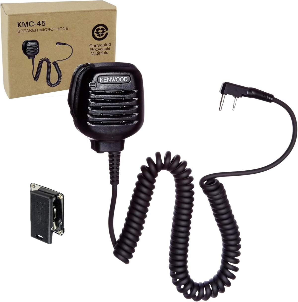 Kenwood KMC-45D speaker microphone with coiled cable, connector and packaging