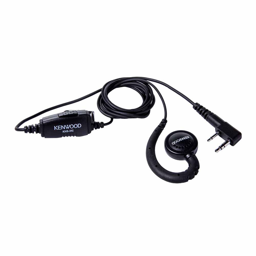 Kenwood KHS-31C C-ring radio headset with inline push-to-talk microphone for restaurant staff